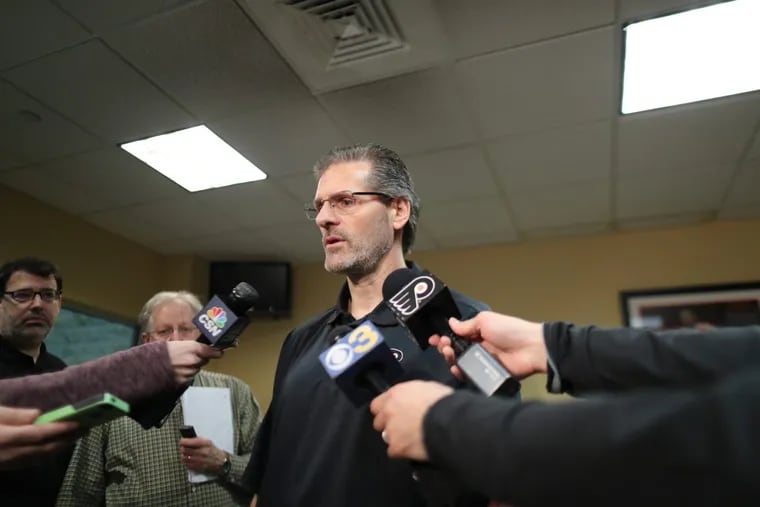 Flyers' GM Ron Hextall at the Flyers' Skate Zone Thursday April 6, 2017. ( DAVID SWANSON / Staff Photographer )