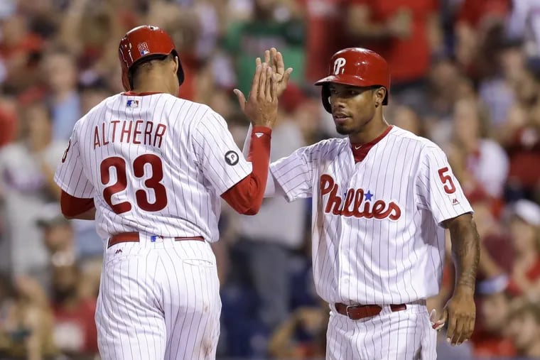 Phillies’ outfielder Aaron Altherr and Nick Williams will be splitting time in the outfield this season.