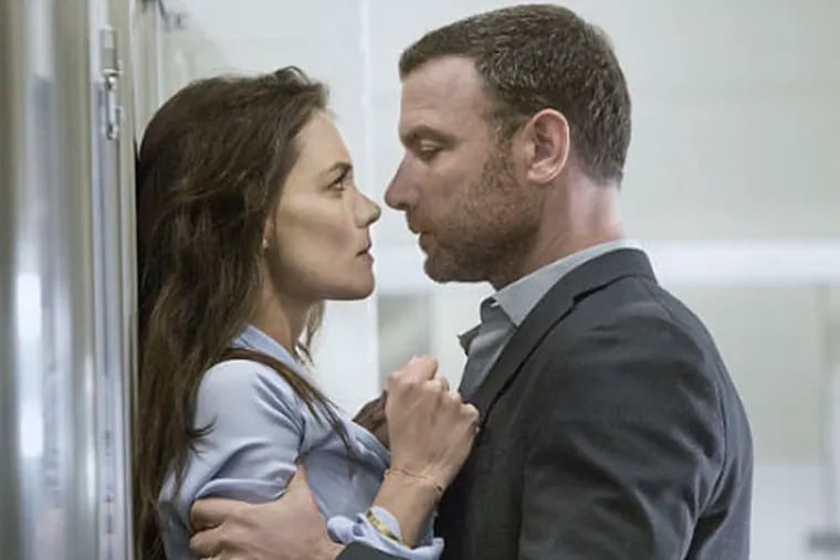 Katie Holmes and Liev Schreiber in a scene from the coming season of Shwotime's "Ray Donovan."