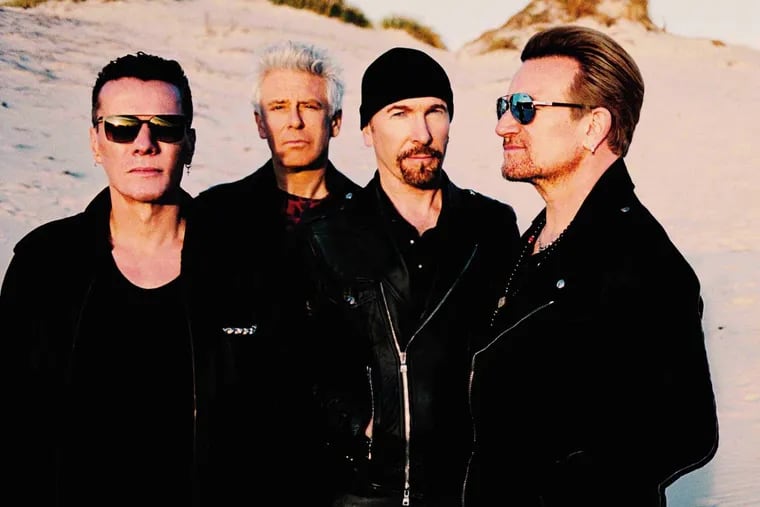 U2, re-creation of cover image of 1987’s ‘The Joshua Tree’: From left: Adam Clayton, Larry Mullen, The Edge, and Bono. (Photo: Anton Corbijn, 2015)