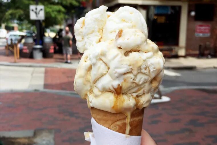 A cone of Honeycomb from the Franklin Fountain, made with honey from the store's rooftop hives.