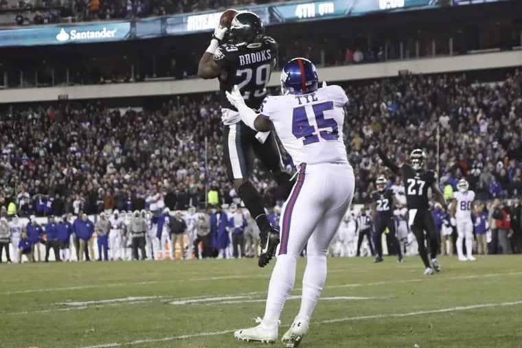 Terrence Brooks’ breakout moment for the Philadelphia Eagles came in a game against the New York Giants in December, when he made a clutch interception to seal a win.