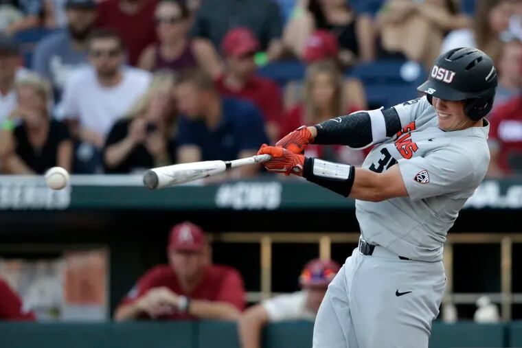 Oregon State's Adley Rutschman could become the first catcher taken No. 1 overall since Joe Mauer in 2001. The Baltimore Orioles have the top pick.
