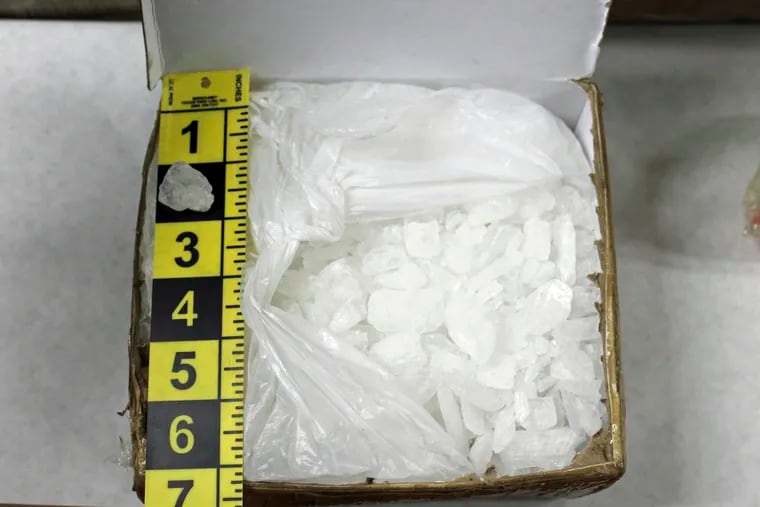 FILE - This 2018 photo provided by the Cannon River Drug and Violent Task Force shows a box containing methamphetamine. (Cannon River Drug and Violent Task Force via AP)