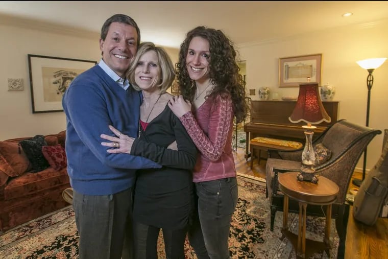 “I’m so lucky to have work I love in a home I love,” says Isabelle Ecker (right), speaking about her family home in Ambler, shared with her father, Michael Ecker, and mother, Rabbi Patrice Heller.