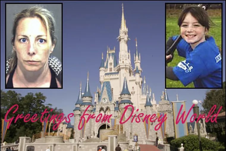 Bonnie Sweeten, left, is accused of faking her abduction and that of her daughter, Julia Rakoczy, 9, right and fleeing to Disney World. (Orange County Sheriff's Office / family snapshot / Photo illustration)