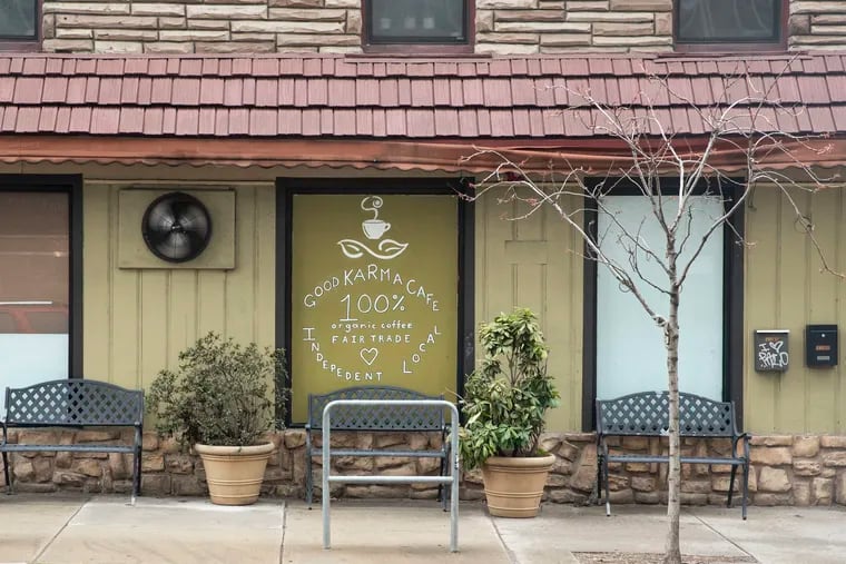 The exterior of Good Karma Cafe at 2319 Walnut Street in Philadelphia, Pa. on Wednesday, March 23, 2022.  Baristas are voting whether to form a union for Good Karma Cafe workers.