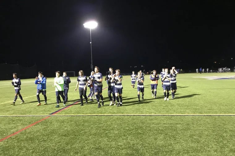 The Hill School boys' soccer team defeated Mercersburg Academy, 2-0, in the PAISAA semifinals on Thursday.