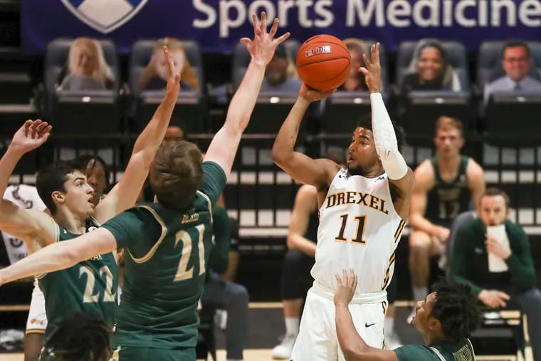 Drexel guard Camren Wynter, shown in a Jan. 16 game against William & Mary at Drexel’s Daskalakis Athletic Center, scored 29 points Sunday but the Dragons lost 73-64 at James Madison.