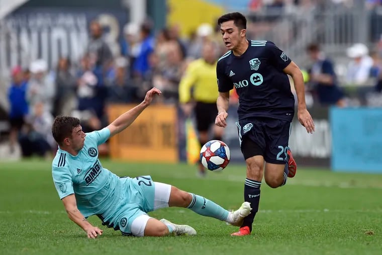Union left back Kai Wagner received a red card for this tackle on Montreal's Mathieu Choinière, then received an extra game suspension on Tuesday - nine days after the infraction.
