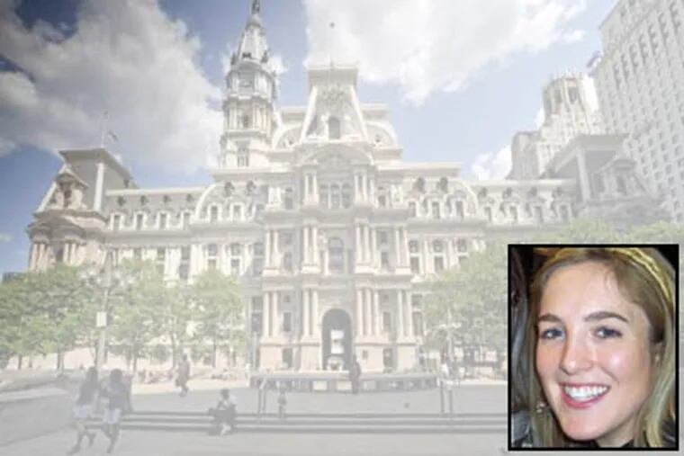 Sources say Jennifer Mitrick, a Philadelphia assistant district attorney, was pulled from a case after it was discovered she had a romance with a victim, an alleged drug dealer. (City Hall in background / file)