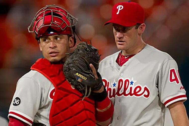 Roy Oswalt allowed two earned runs through 6 1/3 innings in last night's game against the Marlins. (AP Photo / J. Pat Carter)
