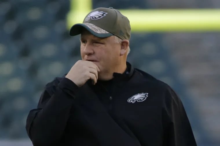 Eagles coach Chip Kelly will talk to local reporters today for the first time in a month. (Associated Press)