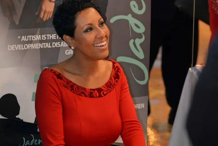Terri Matthews greets guests at a Philly Small Business Fashion Week event and fundraiser for Jaden’sVoice, at the Kairos Room in East Falls. (Photo: Whitney Thomas)
