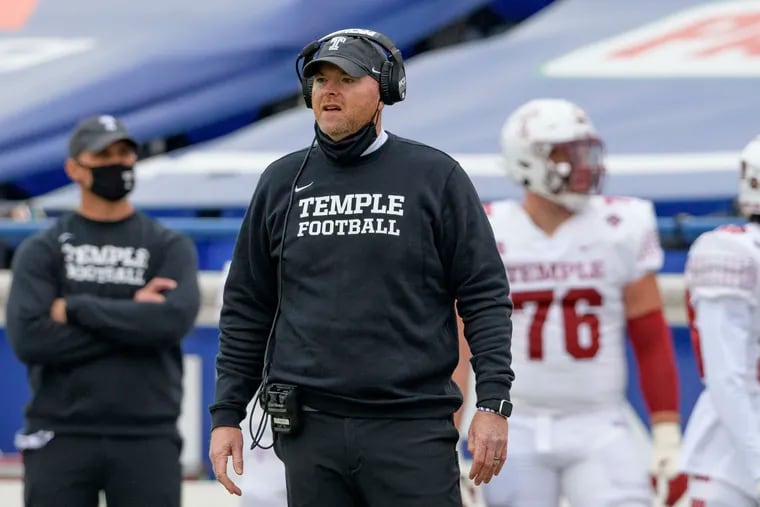 Temple head coach Rod Carey, shown here on Nov. 7, is looking for answers.