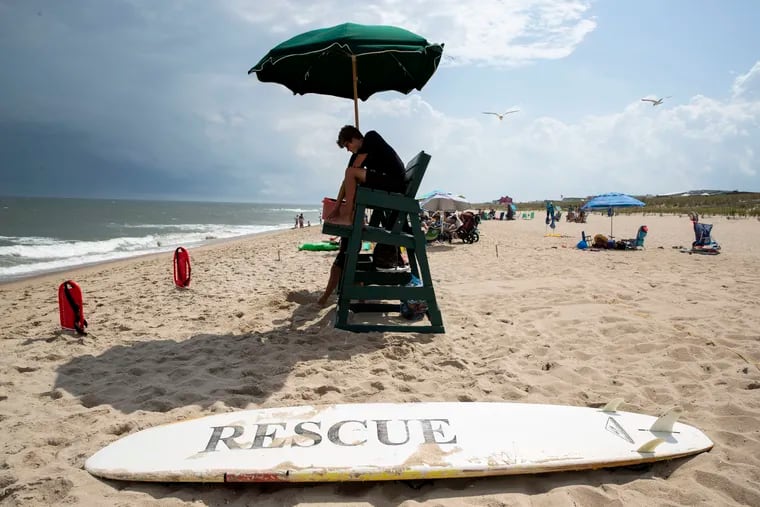 Harvey Cedars Beach Patrol lifeguard Alex Pendrous, 16, on Long Beach Island, N.J. on Sunday, where more than 20 lifeguards have tested positive for the coronavirus. Several beach towns have quarantined lifeguards who have tested positive after attending parties.