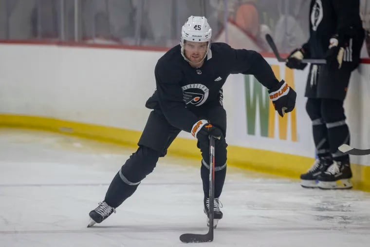 Cam York during a Flyers workout at the Skate Zone in Voorhees on Thursday.