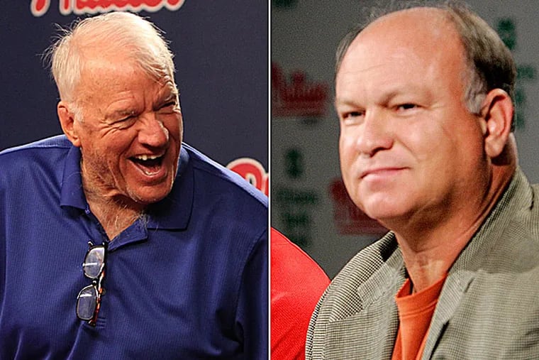 Former Phillies general managers Lee Thomas (left) and Mike Arbuckle. (Staff and AP photos)