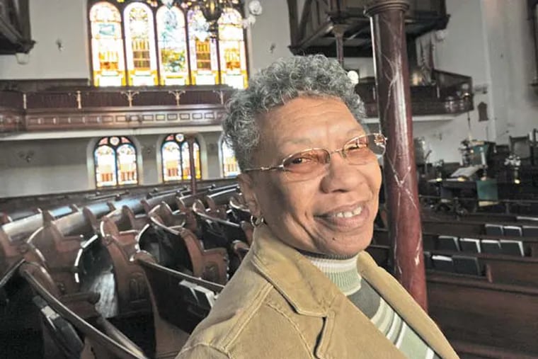 In Philadelphia, Margaret Jerrido, archivist for the Mother Bethel African Methodist Episcopal Church on South Sixth Street, at the church on Feb. 12, 2013.  Here, Jerrido in the sanctuary.  ( APRIL SAUL / Staff Photographer )