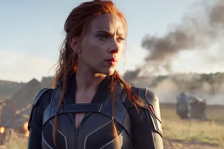 This image released by Disney/Marvel Studios shows Scarlett Johansson in a scene from "Black Widow."