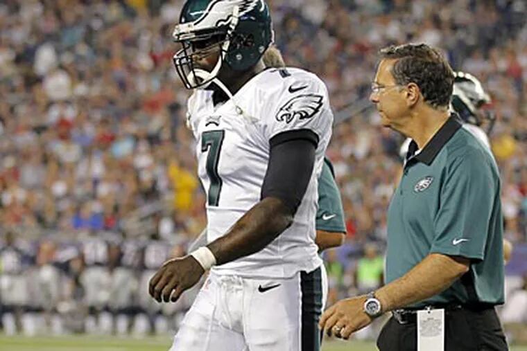 Michael Vick was injured on the Eagles' sixth snap of each of their two preseason games. (Steven Senne/AP)