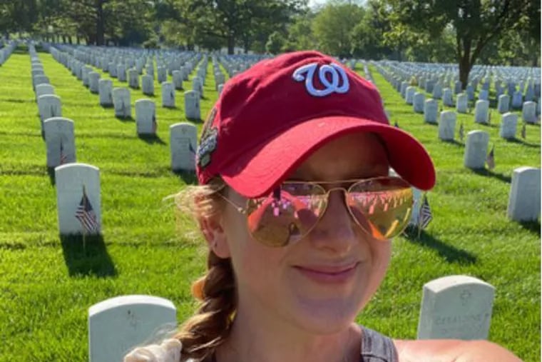 Emily Domenech in a selfie at Arlington National Cemetery on Memorial Day 2020. Emily Domenech)