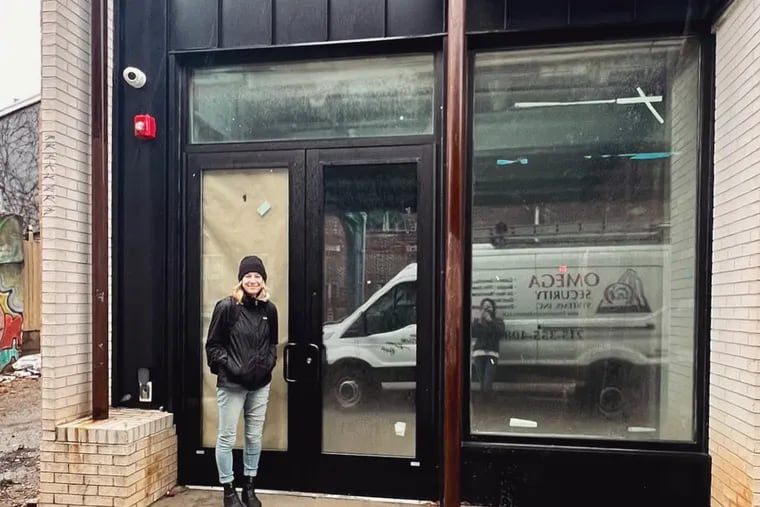 Nikki Graziano in front of her Bar Palmina, in Fishtown. She expects to be open in May.