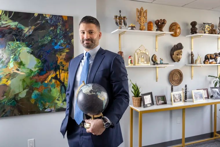 Immigration attorney Ricky Palladino, with Palladino, Isbell & Casazza, LLC, at his office on Walnut Street in Center City Philadelphia on Tuesday, March 15, 2022. He's trying to help Ukrainian Americans get family out of the war zone, but for most the immigration laws offer little aid.