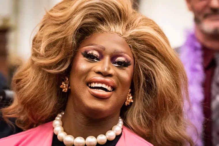 Philadelphia drag queen Sapphira Cristál during a City Council resolution ceremony honoring her in Philadelphia Thursday. The first queen to represent Philly on "RuPaul's Drag Race," Cristál placed second and earned the title of Miss Congeniality.