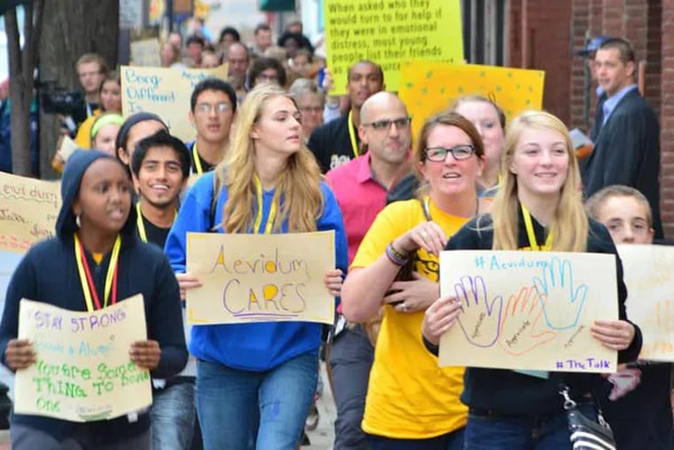 Students gathered in Lancaster last month in a show of support for mental-health initiatives.