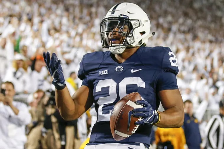 Penn State’s Saquon Barkley after scoring a touchdown against Michigan on Saturday.