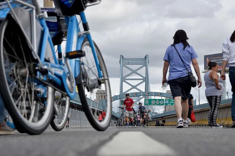 The Ben Franklin Bridge was closed to motor vehicles. Many pedestrians and cyclists said it felt like &quot;one big block party.&quot;