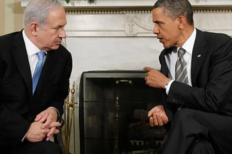 President Barack Obama, right, meets with Prime Minister Benjamin Netanyahu, left, of Israel in the Oval Office at the White House in Washington, Friday, May 20, 2011. (AP Photo/Charles Dharapak)