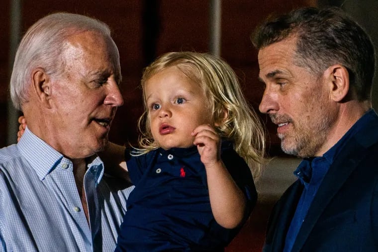 President Biden with his son Hunter and grandson Beau during this year's Independence Day celebration at the White House.