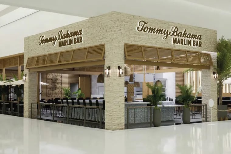 Rendering of the Tommy Bahama Marlin Bar being built at King of Prussia Mall.
