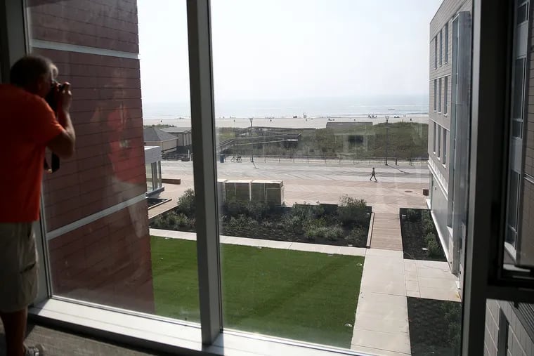 A view of the beach from the 3rd floor of the new residential complex at Stockton University's Atlantic City campus.