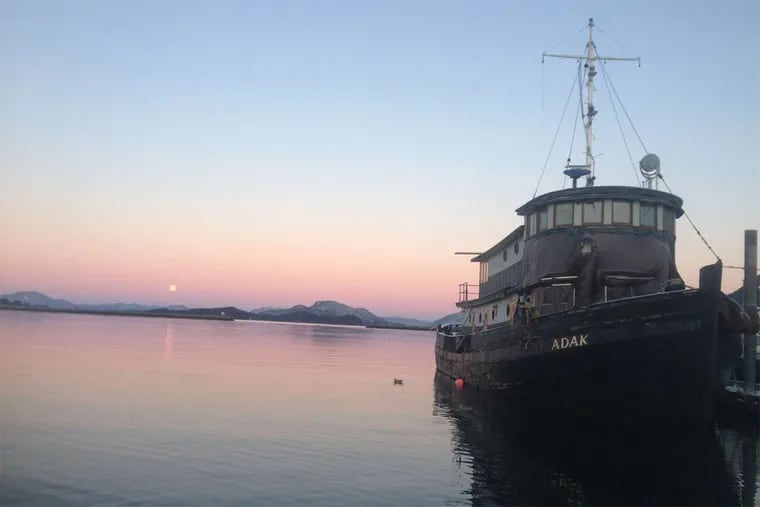 The World War II tugboat Adak sits docked in the Alaskan fishing village of Sitka.
