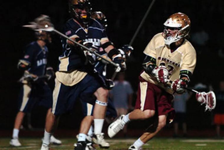 Haverford School&#0039;s Ben Bourke (right) takes a shot against La Salle. Bourke scored once for the third-seeded Fords.