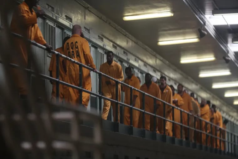 Inmates return to their cells at SCI Graterford on September 7, 2017.