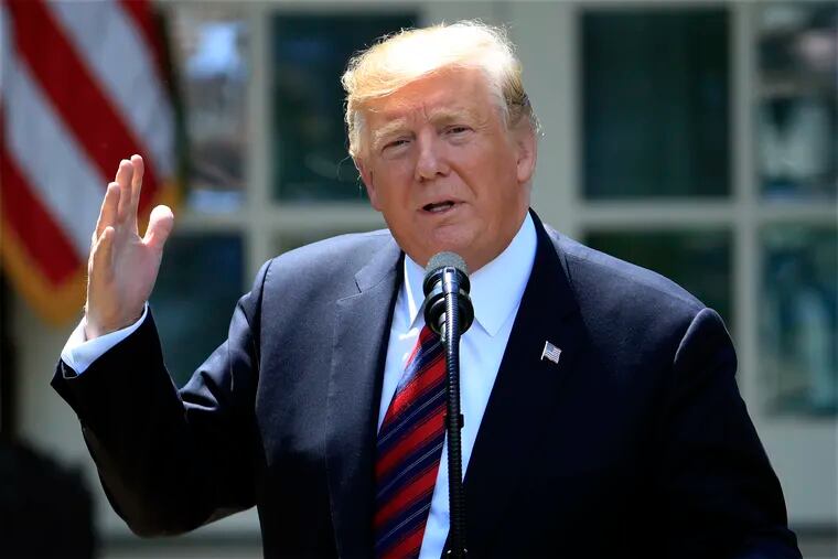 In this May 16, 2019, photo, President Donald Trump speaks in the Rose Garden of the White House in Washington. For all Trump’s talk of winning, his lawyers are using a legal argument that many scholars say is a pretty sure loser to try to defy congressional attempts to investigate him. (AP Photo/Manuel Balce Ceneta)
