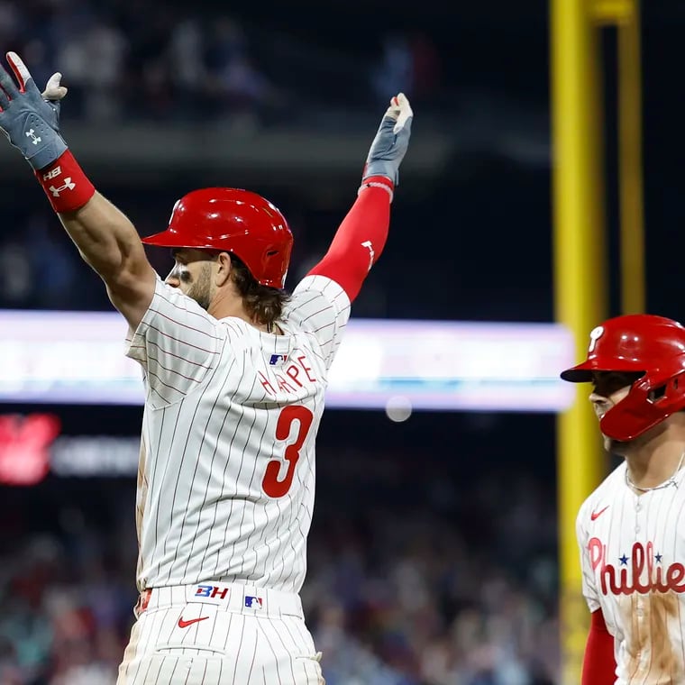 Bryce Harper hit a walk-off sacrifice fly in the 10th inning to secure the 4-3 victory.