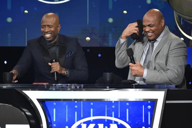Kenny Smith (left) and Charles Barkley are both close friends with outgoing Turner president David Levy, and were both upset over his departure.