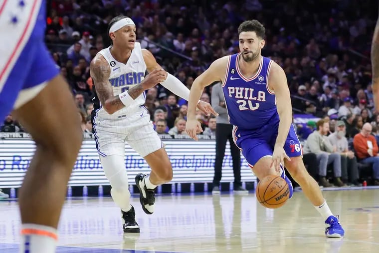 Philadelphia 76ers forward Georges Niang drives to the basket in the first half of a game against the Orlando Magic at the Wells Fargo Center on Feb. 1.
