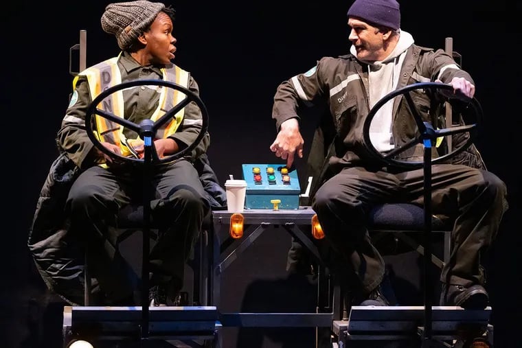 Pictured from L-R is  Ngozi Anywanu and Steven Rishard in The Garbologists at Philadelphia Theatre Company.