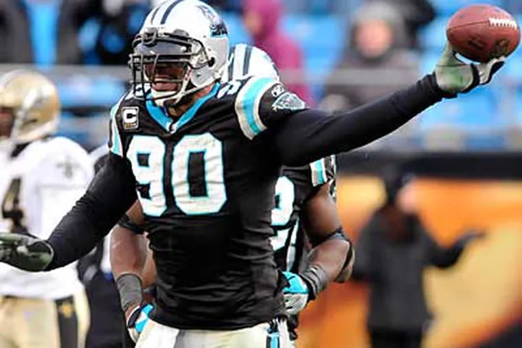 Carolina's Julius Peppers will soon be on the market. (AP Photo / Mike McCarn)