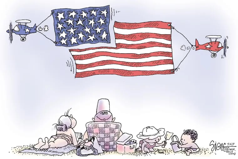 Political Cartoon: July 4th flags