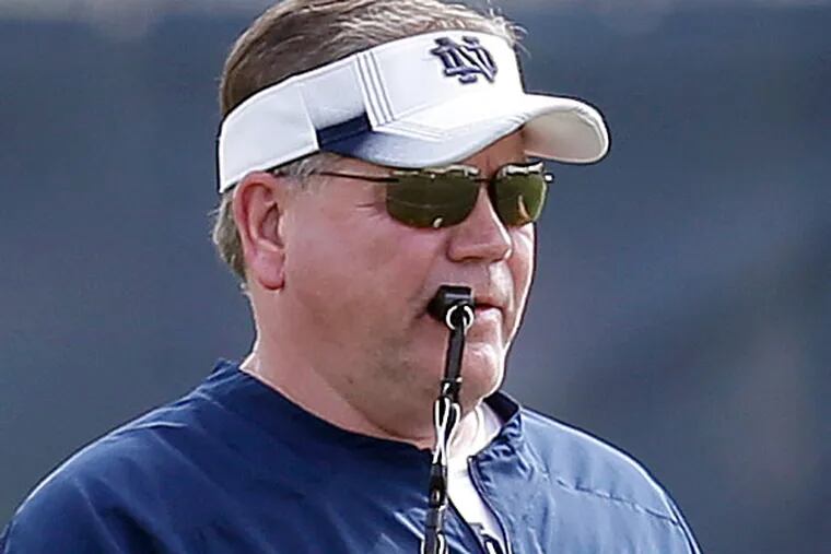 The Eagles will took a swing at the Norte Dame's Brian Kelly to fill their head coaching vacancy. (Wilfredo Lee/AP)