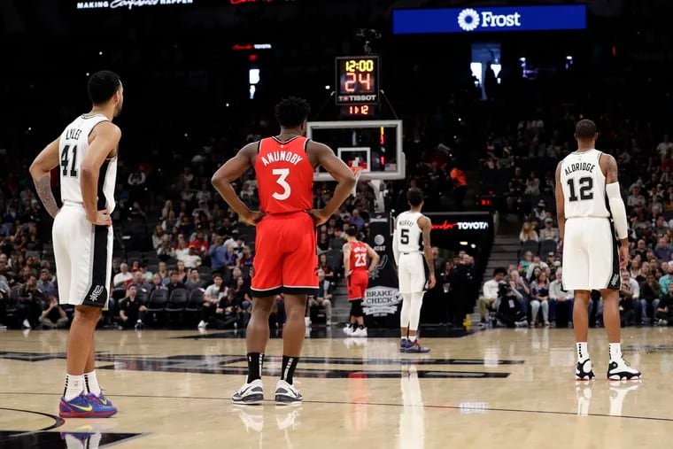 In the first game to start since news surfaced of Kobe Bryant’s death, the Raptors and Spurs memorialized the NBA superstar and legendary Lower Merion graduate by letting the 24-second shot-clock run out on the first possession of the game.