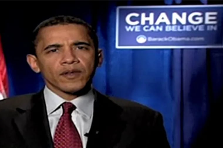 U.S. Sen. Barack Obama answers a question about his remark Thursday night on CNN's "Larry King Live" program. (www.cnn.com)