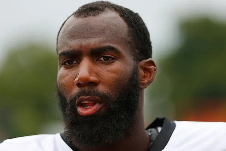 Eagles free safety Malcolm Jenkins speaks to members of the media during NFL football training camp Friday, Aug. 1, 2014, in Philadelphia. (Matt Rourke/AP)
